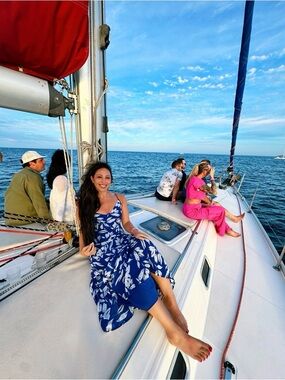 Blue Floral Maxi Dress - Summer Dress with Cut-Outs